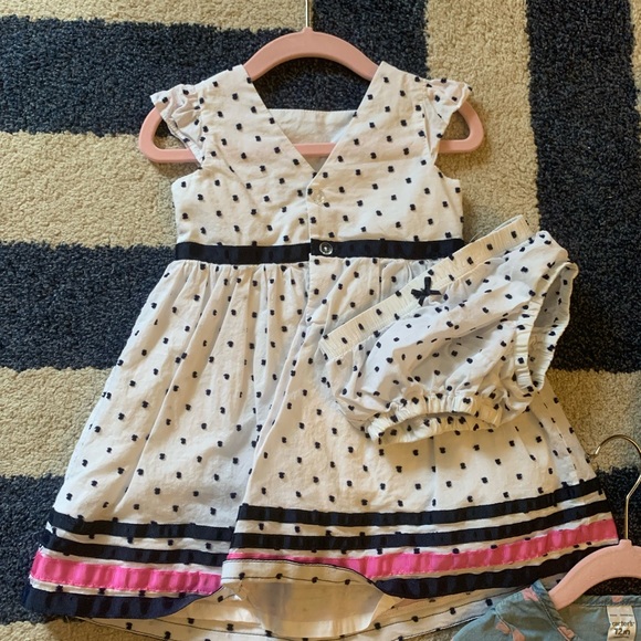 Adorable Little Girl Dresses x 3  - 12-18 Months Hearts Dots Excellent Condition - Picture 3 of 6